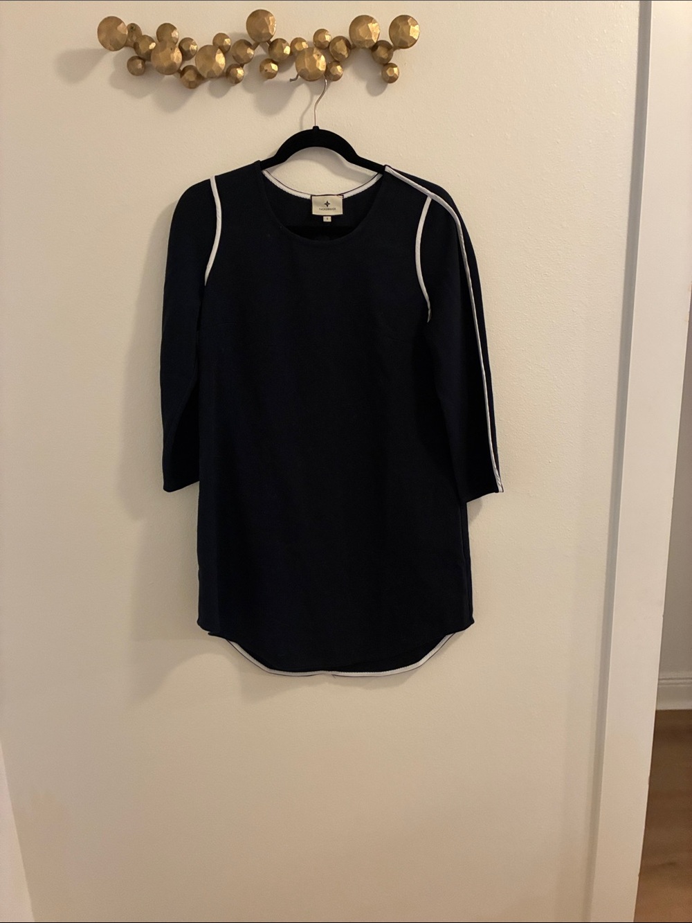 Tuckernuck Black Long-Sleeve Dress with White Piping